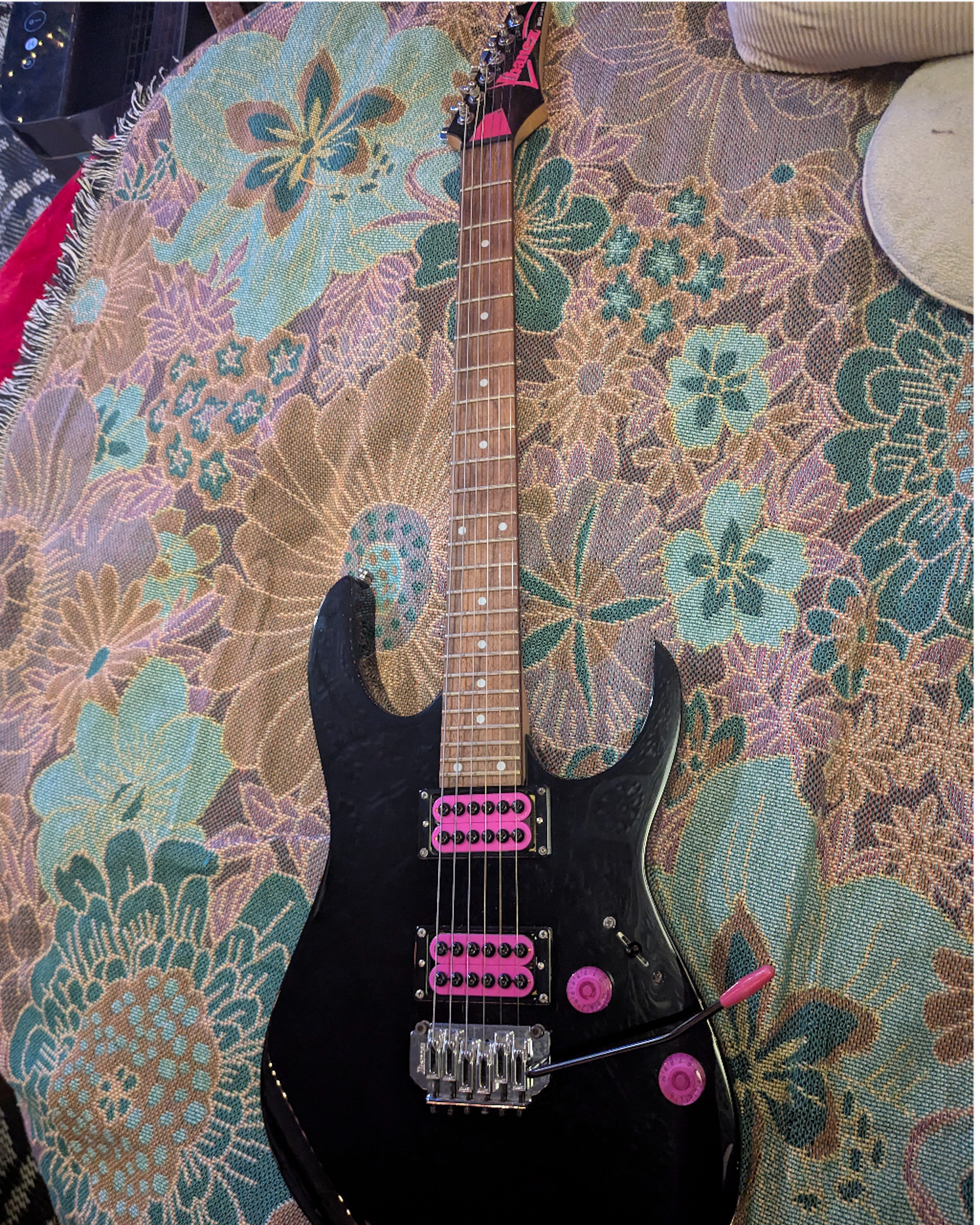 Ibanez RG 120 modded with invader pickups and pink accents