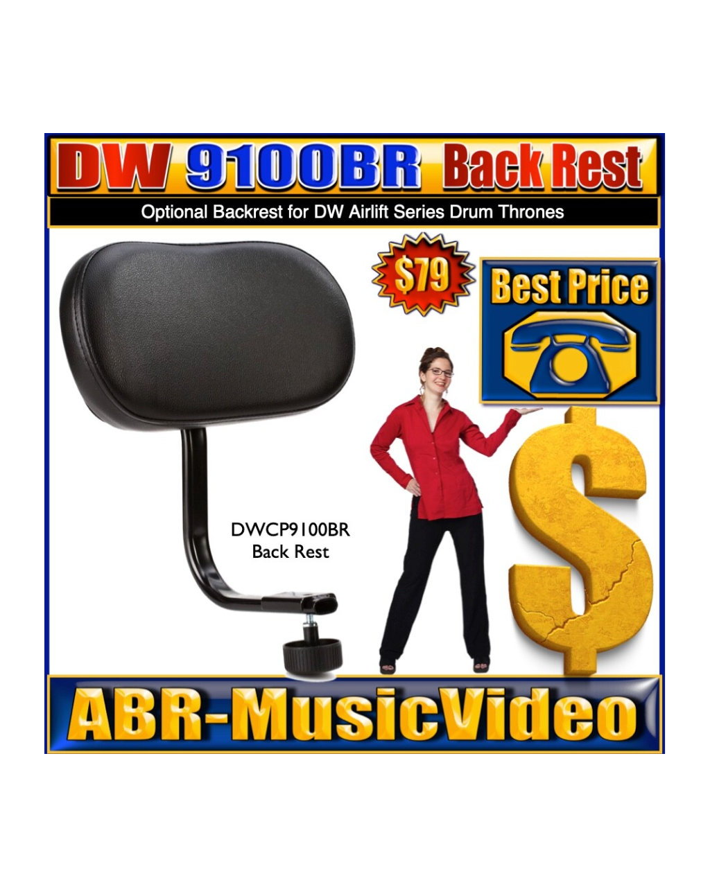 DW 9100BR Airlift Series Throne Backrest/ 1 Year Manufacture Warranty