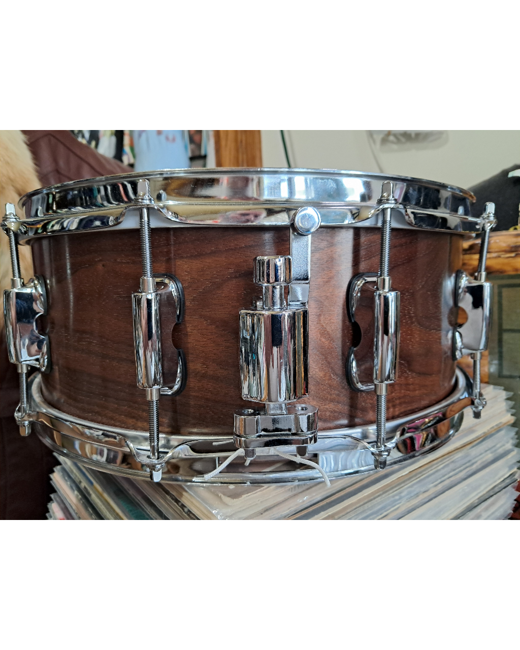 14x5.75 Black Walnut Semi Solid shell Steam bent snare drum by Erie Drums