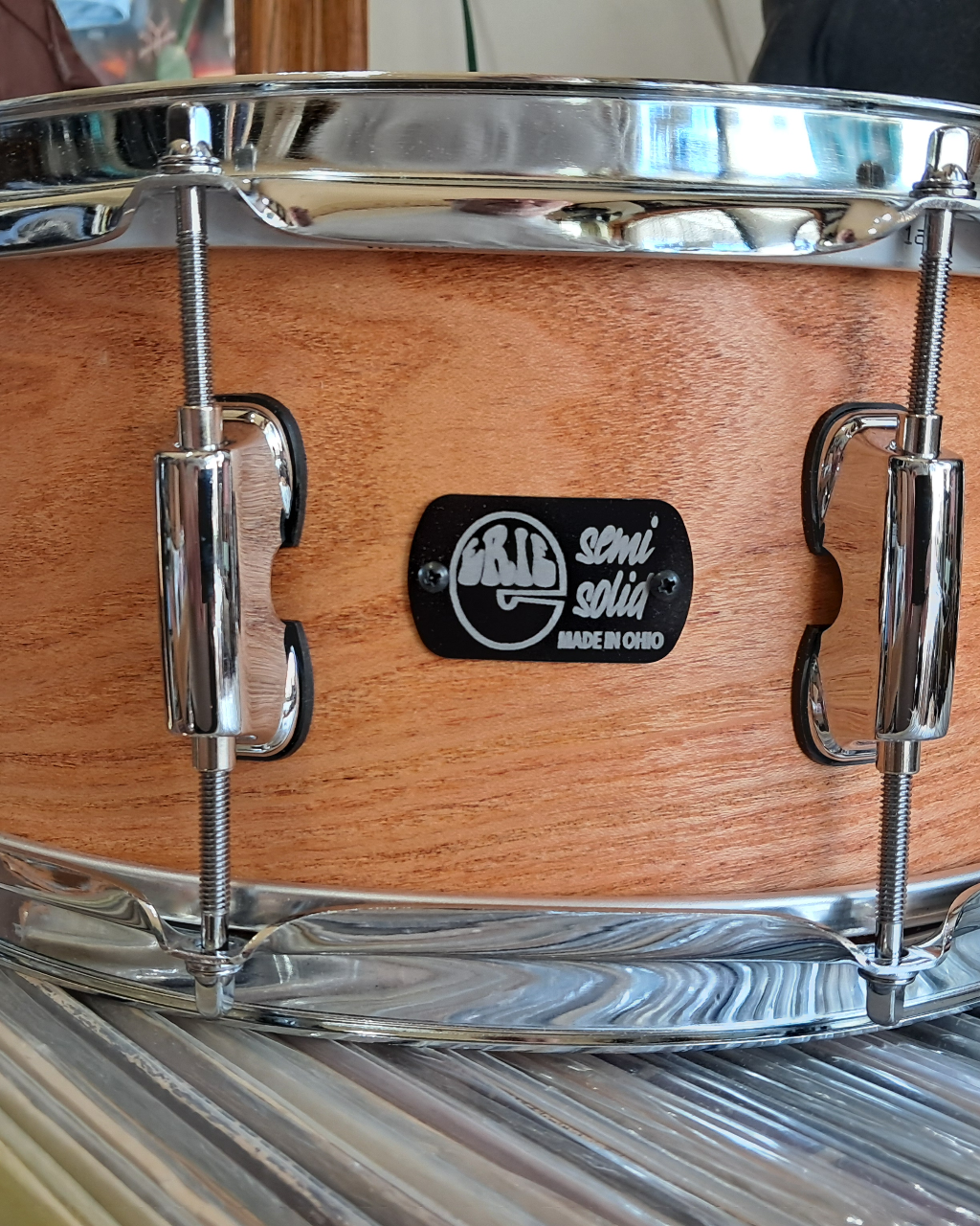 14x5.75 Honey Locust 2 ply semi solid steambent snare drum by Erie Drums