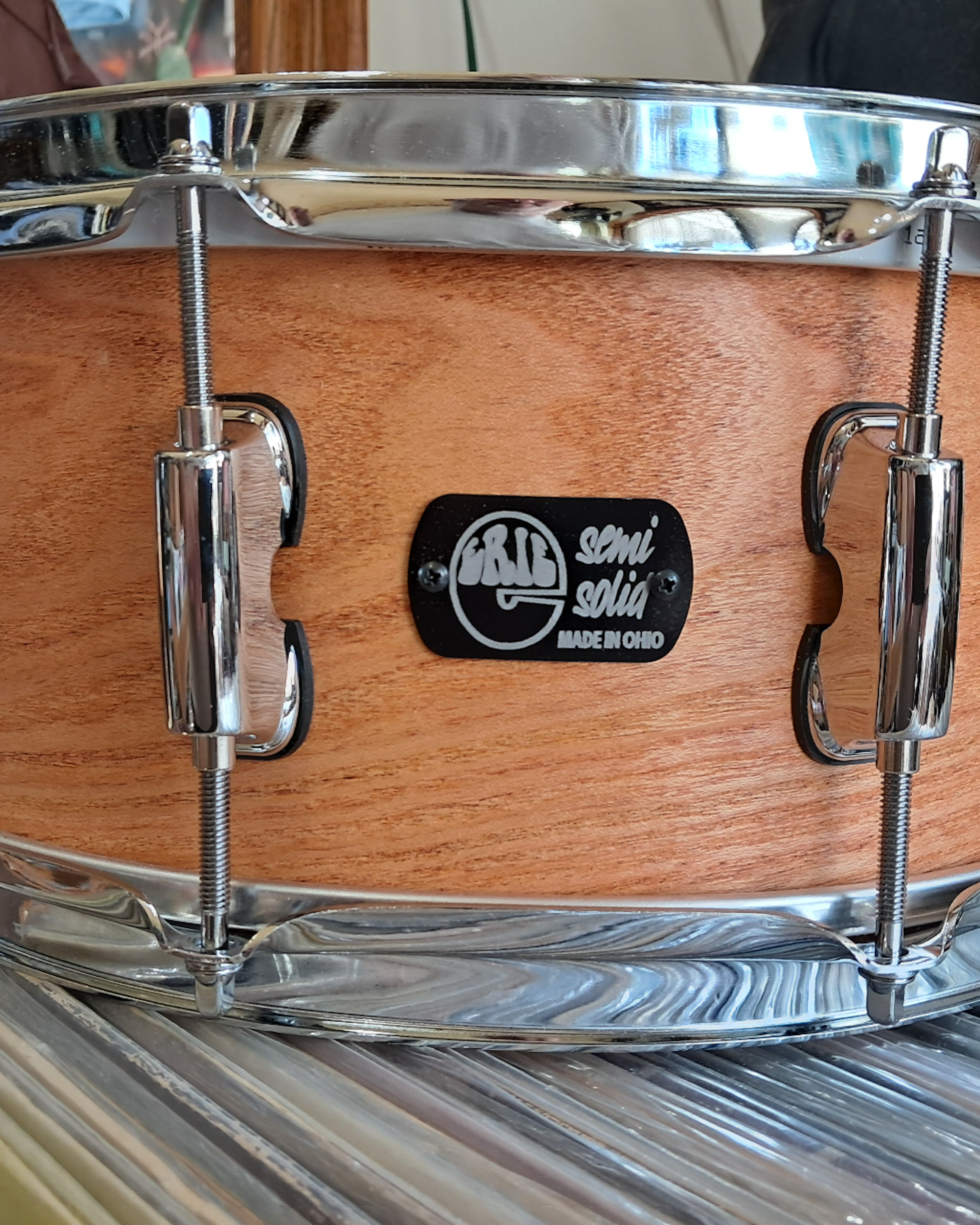 14x5.75 Honey Locust 2 ply semi solid steambent snare drum by Erie Drums