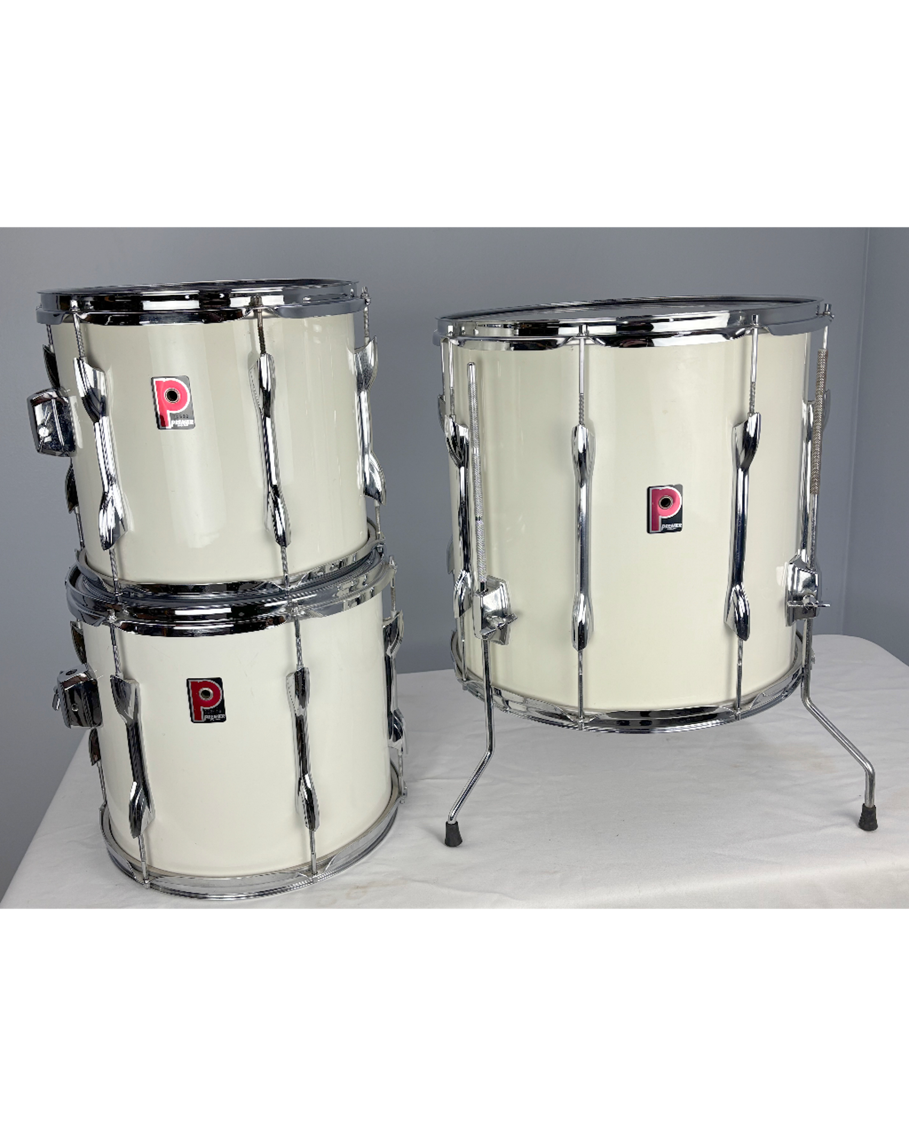 Premier APK / XPK-Era Drum Toms Set – UK Made – White/Cream – Early–Mid 1990s