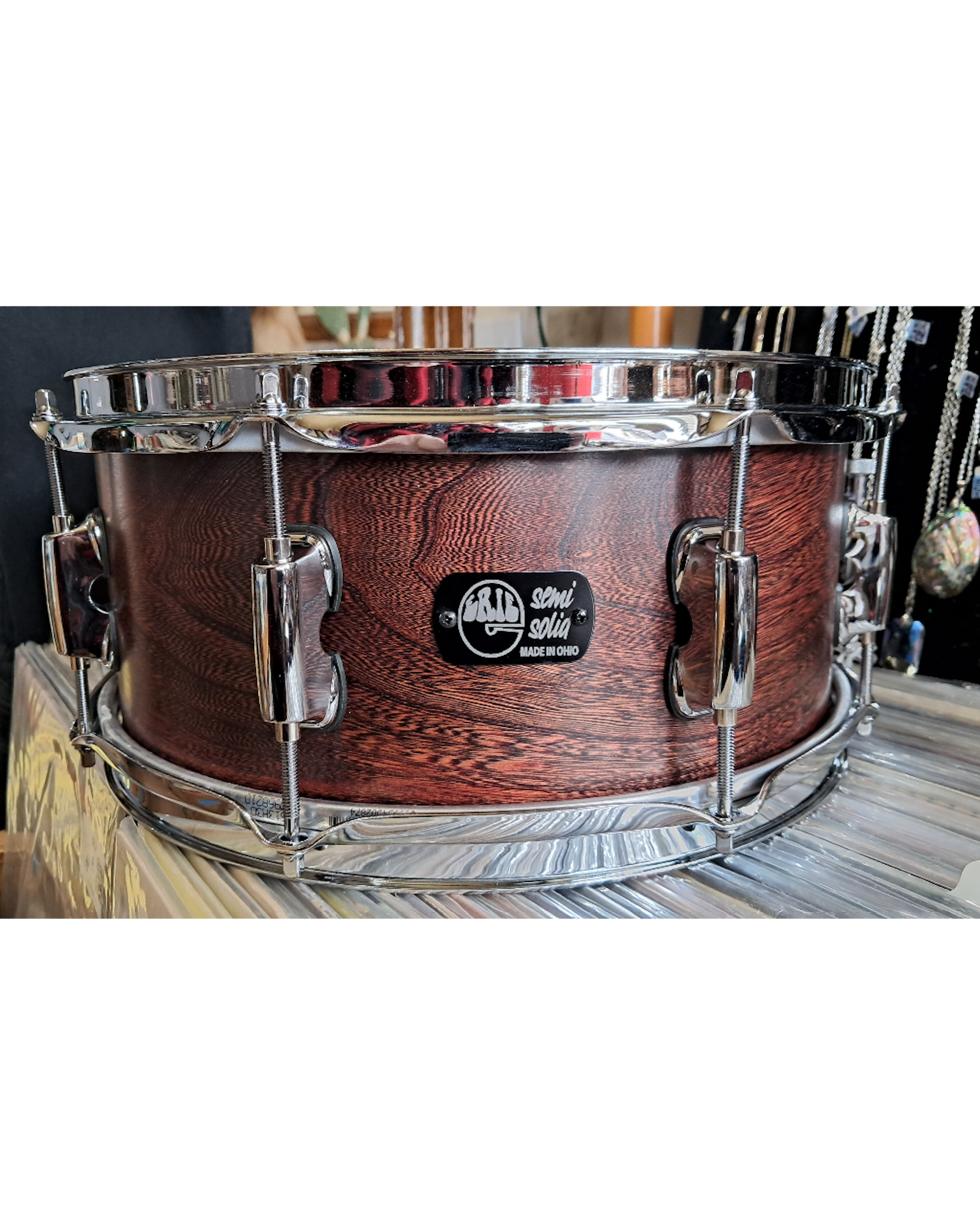 13x5.5 Elm / Poplar steam bent semi-solid snare drum by Erie drums and shells