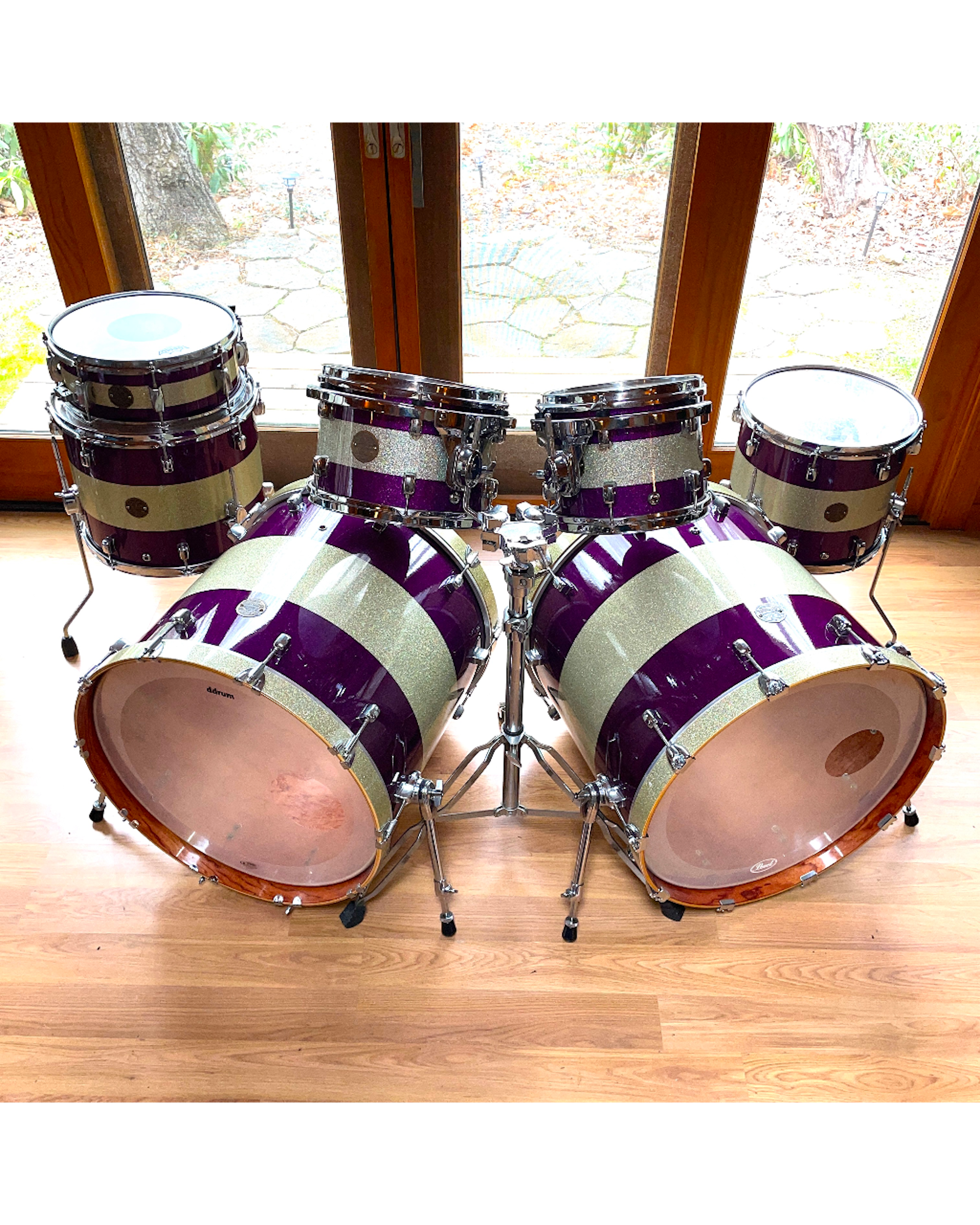 7 Piece Ddrum Dios Aspen/Bubinga Purple / Silver Sparkle Lacquer Drum Kit! 10-12-14-16-22-22-14
