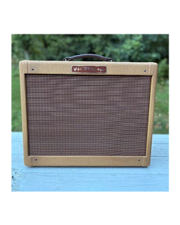 New Victoria Royal-Dark Nitro Lacquered Tweed-Oxblood & Gold Stripe Grill Cloth-Custom Order In stock-5 watts 6v6 (or 15 watts using 6l6) 1x10 or 1x12 with tone control-5F1 Champ style amp in a 5E3 Deluxe sized cabinet-Also Available in Head only option